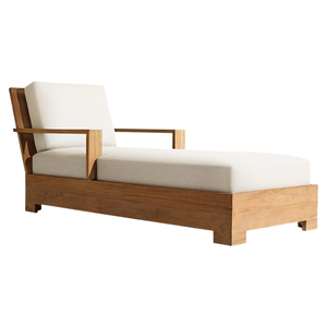 Chaise longue minimaliste en teck, style tropical moderne avec accoudoirs, coussin confortable, imperméable, pour hôtel, villa, mobilier d'extérieur - Product Image 4