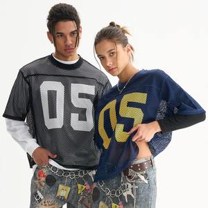 Camiseta de malla gruesa personalizada para hombre, camisas cortas de lujo con gráficos, ropa formal tejida con estampado serigrafiado - Product Image 5