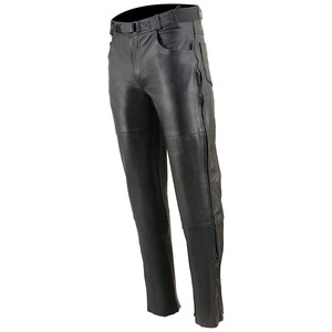 Pantalon de moto en cuir noir personnalisable pour homme Samroz Sports avec poches de style jean - Product Image 3