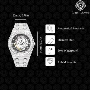 Montre de luxe Charm_Jewells en acier inoxydable, boîtier de 40 mm, mouvement mécanique analogique, date automatique, mode vintage pour homme, accents de diamants - Product Image 2