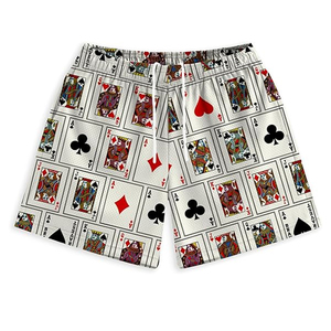 Shorts camouflage personnalisés pour hommes, style streetwear estival, respirants, motif cartes à jouer, taille mi-haute, en toile avec cordon de serrage - Product Image 1