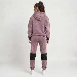 Ensemble de survêtement délavé pour femme : sweat à capuche confortable et pantalon assorti, idéal pour les loisirs, le fitness, la marche et le quotidien - Product Image 3