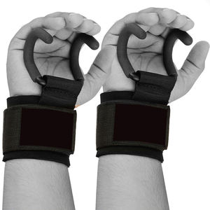 OEM ODM Pro Fitness Weight Training Metal Hook Hand Grips Adjustable Wrist Wrap Support Straps Lifting Power Hooks - Product Image 1