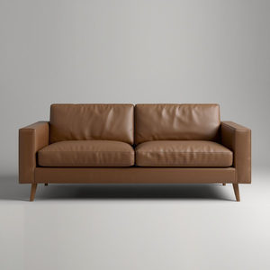 Sofá de Cuero Vacuno Contemporáneo de Primera Calidad, 2 Plazas, con Brazos Elegantes y Estructura de Madera Reforzada para Interiores de Sala de Estar - Product Image 1