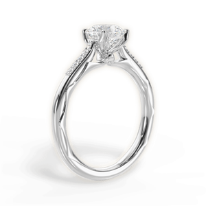 14K White Gold 2.72 CTW Round Lab Grown <b>Diamond</b> Engagement <b>Ring</b> with Shoulder Accent <b>Diamonds</b> - Product Image 3