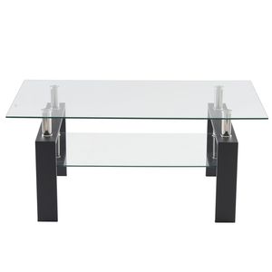 Tavolino da Caffè a Due Livelli in Vetro Temperato a Forma di Arco, Tavolino Circolare Mobile per Soggiorno, Decorazione d'Arredo - Product Image 4