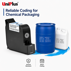 ตลับหมึกอิงค์เจ็ท Uniplus ขนาดครึ่งนิ้ว สำหรับการพิมพ์รหัสชุดในภาชนะบรรจุสารเคมี ด้วยหมึกทนแอลกอฮอล์ - Product Image 1