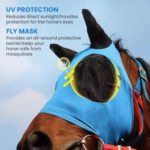 Masque anti-mouches pour chevaux, respirant, anti-moustiques, élastique, protection du visage, avec protection des oreilles, masque pour chevaux - Product Image 4