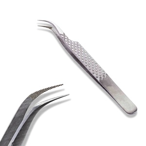 Pinzas de aislamiento semicurvadas de acero inoxidable antiestáticas con logotipo personalizado, pinzas de extensión de pestañas puntiagudas para salón de cuidado personal - Product Image 3
