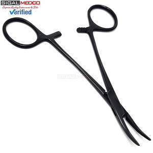 Pinzas Hemostáticas con Bloqueo, 5 Pulgadas, Curvas, Mordazas Totalmente Dentadas, Acero Inoxidable Negro, Pinza Quirúrgica Manual, Certificación CE, para Enfermeras y Médicos - Product Image 1