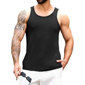 2025 hommes côtelé tricot débardeur coton sans manches été plage entraînement Muscle sous-vêtement capuche XL taille 3D motif Design - Product Image 1