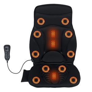 Cuscino Massaggiante Riscaldato con 10 Motori, Nero, Massaggiatore Schiena con 4 Zone, 5 Programmi + 3 Velocità, Calore fino a 113 Gradi Fahrenheit - Product Image 1