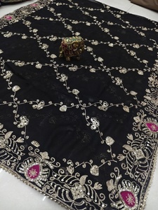 Burgundy Crinkled Silk Dupatta with Gold Border Elegant Traditional Indian Pakistani Women <b>Wedding</b> Party Diwali Wear - Product Image 1