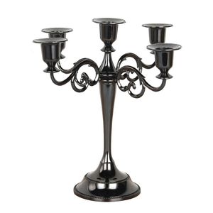 Black Iron <b>Candelabra</b> With Five Arms For Home Decoration Durable Metal Candle Holder - Product Image 1