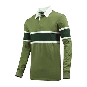 Chemise de rugby à manches longues pour homme en coton tricoté respirant, tissu 220g, broderie de logo personnalisée, haute qualité, couleur contrastée - Product Image 4