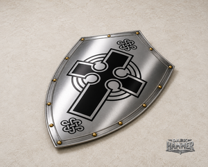 Escudo de hierro artesanal estilo medieval Dark Hammer Art, diseño de cruz celta, arte blindado antiguo coleccionable - Product Image 2