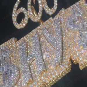 Colgante de Plata 925 Personalizado con Incrustaciones de Moissanita VVS, Estilo Hip Hop Bling, Bicolor, para Hombre - Product Image 2