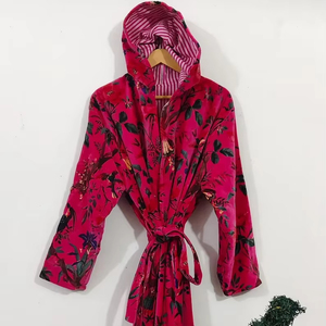 Kimono de Algodón con Estampado Floral/Animal, Cuello en V, Manga Larga, Secado Rápido, Ligero, para Playa o como Bata de Dama de Honor - Product Image 1