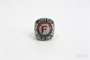 Anillo de reconocimiento del Salón de la Fama de Flint, moderno, de acero inoxidable, plateado, tipo cóctel, con piedra de circonita cúbica, de moda - Product Image 1