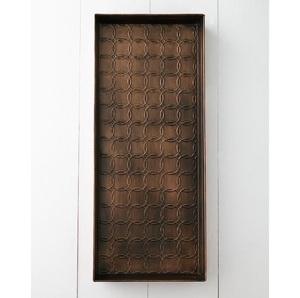 Moroccan Rectangular Metal Storage <b>Tray</b> Embossed Floral Pattern Distressed Finish Home Entryway Decorative Boot <b>Tray</b> - Product Image 3