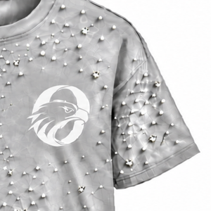Silver Unisex Pearl T <b>Shirt</b> Short Sleeve Crew Neck Pearl <b>Studded</b> Tee Custom Casual Fashion Streetwear Apparel Top - Product Image 5
