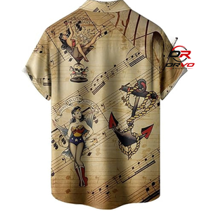 Chemise Hawaïenne Homme ORVO Sports en Tricot 100% Polyester 140g à Manches Courtes, Col Rabattu, Imprimé Papillon Numérique, Boutonnage Simple - Product Image 6