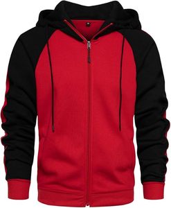 Sudadera con capucha para hombre con cremallera completa, manga raglán, bloques de color, informal, con bolsillo, transpirable, logotipo personalizado, venta al por mayor directa de fábrica OEM - Product Image 2