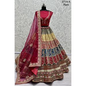 Collections de velours de vêtements de mariée indiens pour la mariée avec le travail de Zarkhan par Fabzone - Product Image 2