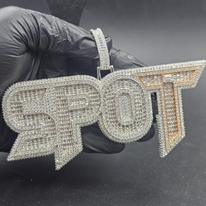 Pendentif personnalisé de luxe en moissanite et diamant, en argent 925 plaqué rhodium, collier statement hip-hop glacé, bijoux fins, cadeau - Product Image 5