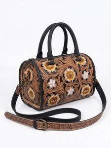 Checkered Genuine Leather Shoulder Bag Women <b>Handbag</b> Zipper Purse Portable Daily Travel Bag - Product Image 3