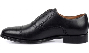 Chaussures habillées Oxford en cuir véritable à bout pointu, à lacets, couleur unie, pour le bureau et la carrière, toutes saisons, semelle extérieure en caoutchouc - Product Image 4