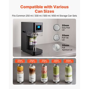 Machine à sceller les canettes manuelle pour canettes en aluminium et plastique de 55 mm, hauteur réglable, scelleuse de canettes de soda commerciale 110V - Product Image 4