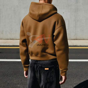 Sweat à capuche zippé unisexe surdimensionné et court, en coton épais de haute qualité 500 g/m², coupe ample, personnalisable - Product Image 4