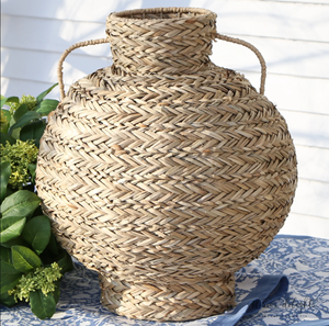 Eco Friendly Handwoven Seagrass <b>Vase</b> With Handles Natural Handmade <b>Decorative</b> <b>Vase</b> for Wholesale Bulk Buyers - Product Image 3