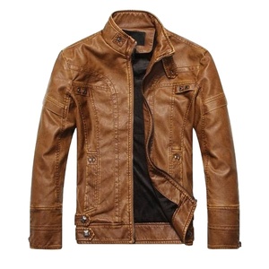 Blouson aviateur en cuir pour homme, style motard, respirant, séchage rapide, col montant - Product Image 2