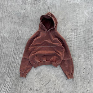 Sudadera recortada Retro de fabricante personalizado para hombre, de otoño Vintage Sudadera con capucha, jersey de rizo lavado con ácido y piedra desteñida al sol XS - Product Image 3