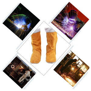 Eco-Friendly Cowhide Split <b>Leather</b> Welding Shoe Long Calf Protector Safety Shoes with Fire Resistant <b>Boot</b> Covers and Gaiters - Product Image 6