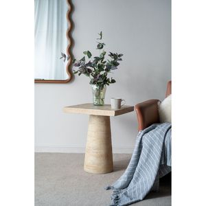 Comodino quadrato color crema con base a piedistallo 20x20x24 - Product Image 3