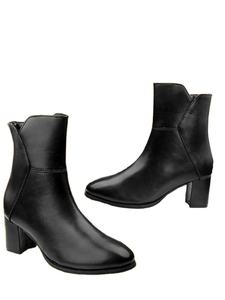 Bottines à talon épais en PU pour femmes Design élégant avec fermeture éclair latérale Légères Imperméables Saisons été hiver automne - Product Image 3