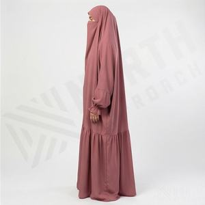Abaya islámica modesta de alta calidad para mujer, tela personalizada de chifón transpirable, talla grande, diseño en línea A, elegante, color personalizado. - Product Image 3