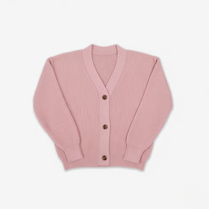 Emballage personnalisé disponible, cardigan en tricot câblé vietnamien simple à col en V, anti-rides, 100% acrylique, 3 boutons, CRAZIGOODS - Product Image 4