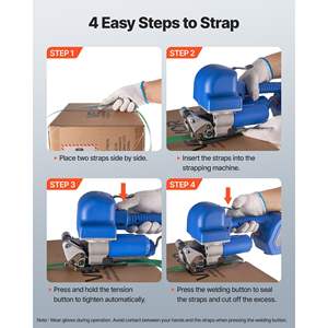 Herramienta de Flejado Eléctrica Portátil, 2 Baterías de 4000 mAh, Máquina de Flejado Automática con Pantalla Digital, Flejes de PET de 0.394-0.748 Pulgadas de Ancho - Product Image 6