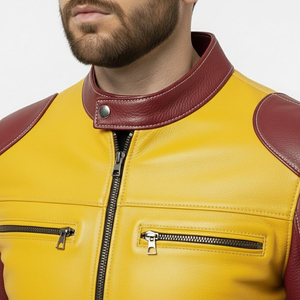 Veste en cuir véritable brodée de diamants, taille US, en cuir d'agneau, édition limitée, veste d'hiver de haute qualité pour hommes - Product Image 4