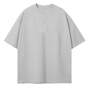 T-shirt en coton uni surdimensionné pour homme, manches courtes, col rond, décontracté, couleur unie, jersey tricoté, coupe régulière, longueur normale - Product Image 1