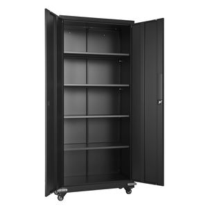 Armadio da garage in acciaio con ruote da 72,6 pollici, 4 ripiani regolabili, 2 ante magnetiche, 2 chiavi e 5 livelli - Product Image 1