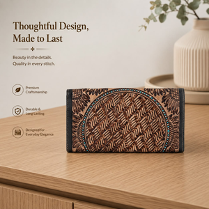 Handcrafted Genuine Leather Embossed Wallet for Women Vintage Floral Clutch <b>Purse</b> <b>Long</b> Bifold Wallet Card Holder Organizer Brown - Product Image 2