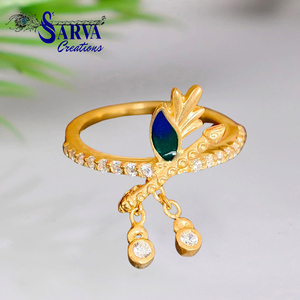 Feather Cocktail <b>Ring</b> With <b>Crystal</b> Pave Setting Vintage Women's Wedding Jewelry Wedding <b>Ring</b> Cubic Zirconia 925 Sterling Silver - Product Image 6