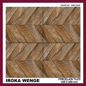 Azulejos de Porcelana Iroka Wenge de 600x600 mm, Aspecto de Madera, Color Marrón, para Interiores Residenciales y Comerciales - Product Image 2