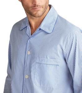 Conjunto de pijama de algodón de manga larga para hombre al por mayor, ropa de dormir abotonada de dos piezas, ropa de dormir Usinex con logotipo personalizado, directo de fábrica OEM - Product Image 5