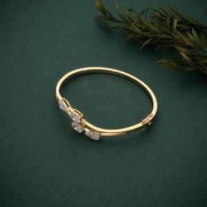 IGI Certified Lab Grown Diamond Round Brilliant Cut Solitaire Engagement <b>Bracelet</b> For Women 14kt Yellow Gold Ethnic Style - Product Image 4